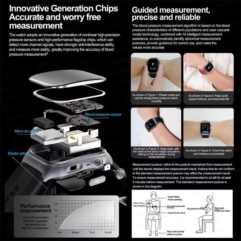 2025 New Sapphire Glass Air Pump Airbag Test Three High Smart Watches Men ECG Heart Rate Blood Pressure Health Tracker Smartwatch