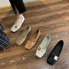 Square Head Women's Shoes, New Niche Design In Summer 2025, Woven Metal Buckle, Shallow Mouth, Low Heel Soft Sole, Fashion Single Shoes