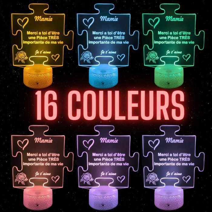 Lampe de chevet 3D LED - Mamie - Message d'Amour - 16 Couleurs - Télécommande - Tactile