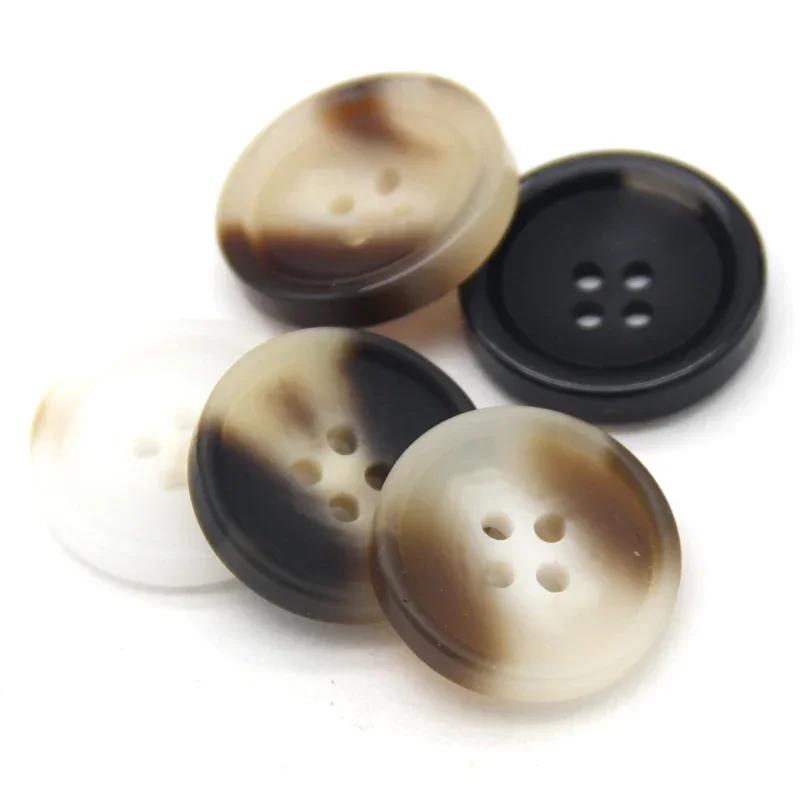 30Mm Large Resin Imitation Horn Pattern Buttons For Clothes Men Suit Coat Handmade Black Decorative Sewing Accessories Wholesale