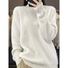 Pullover Sweater Women Half High Neck Sweater Pullover Casual Loose Knitting Solid Long Sleeve Sweater Pullover Female