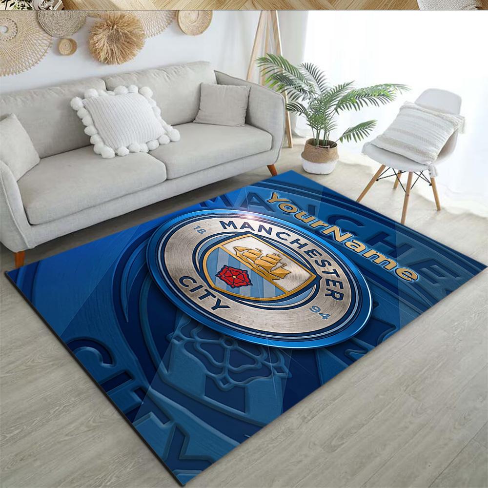 Manchester City 50 Personalized Name Floor Mat Design for Bedrooms Playrooms Kitchen Study room Anti-slip Rug Decorate Offices
