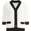 Shop   Women S Cotton Colorblocked 5 8 Sleeve Button Y Open Knit Cardigan Black 