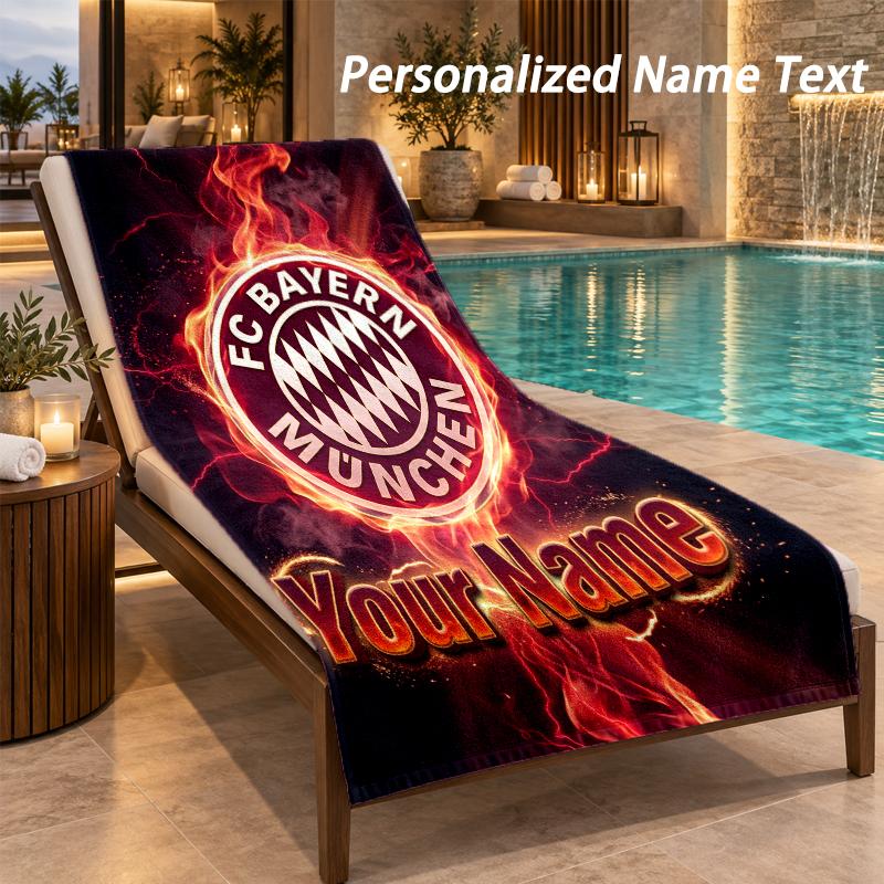 Custom Text Bayern Munich Print Beach Towel Large Towel For Home Bathroom Beach