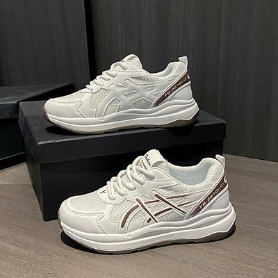 Ins корейская версия новой женской обуви для пап 2025 года, весна, студенческие беговые спортивные туфли на толстой подошве, увеличивающие рост, повседневная обувь YB6812