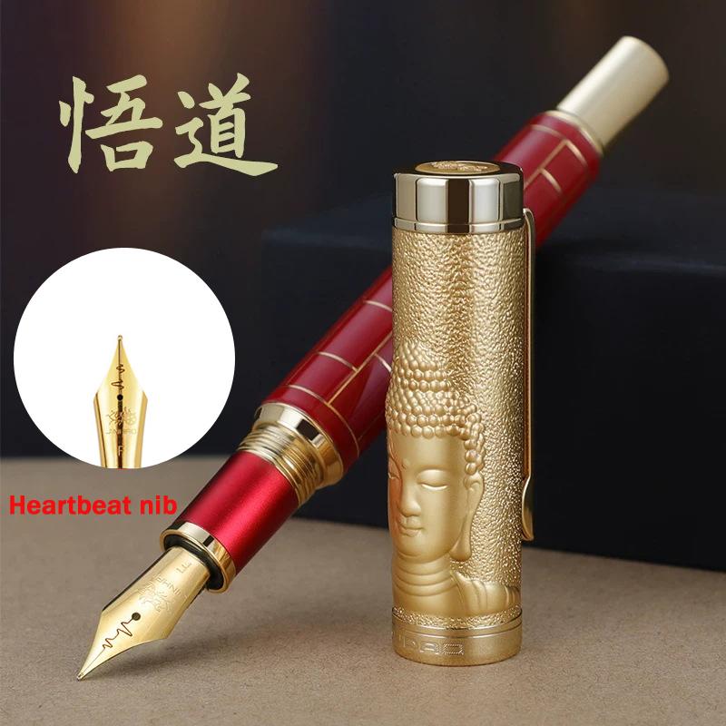 JINHAO Роскошная перьевая ручка 3D Будда Золотая рельефная резьба Иридиевое перо Каллиграфические ручки Дзен Культурный подарок для мужчин Женщин Коллекционеров
