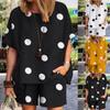 Women's Summer 2-Piece Casual Short Sleeve Round Neck Beach T-Shirt Top And Shorts Set Activewear