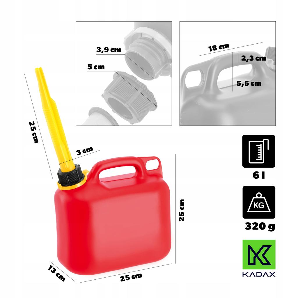 KADAX Канистра для топлива 6 л Канистра + сертификат на воронку