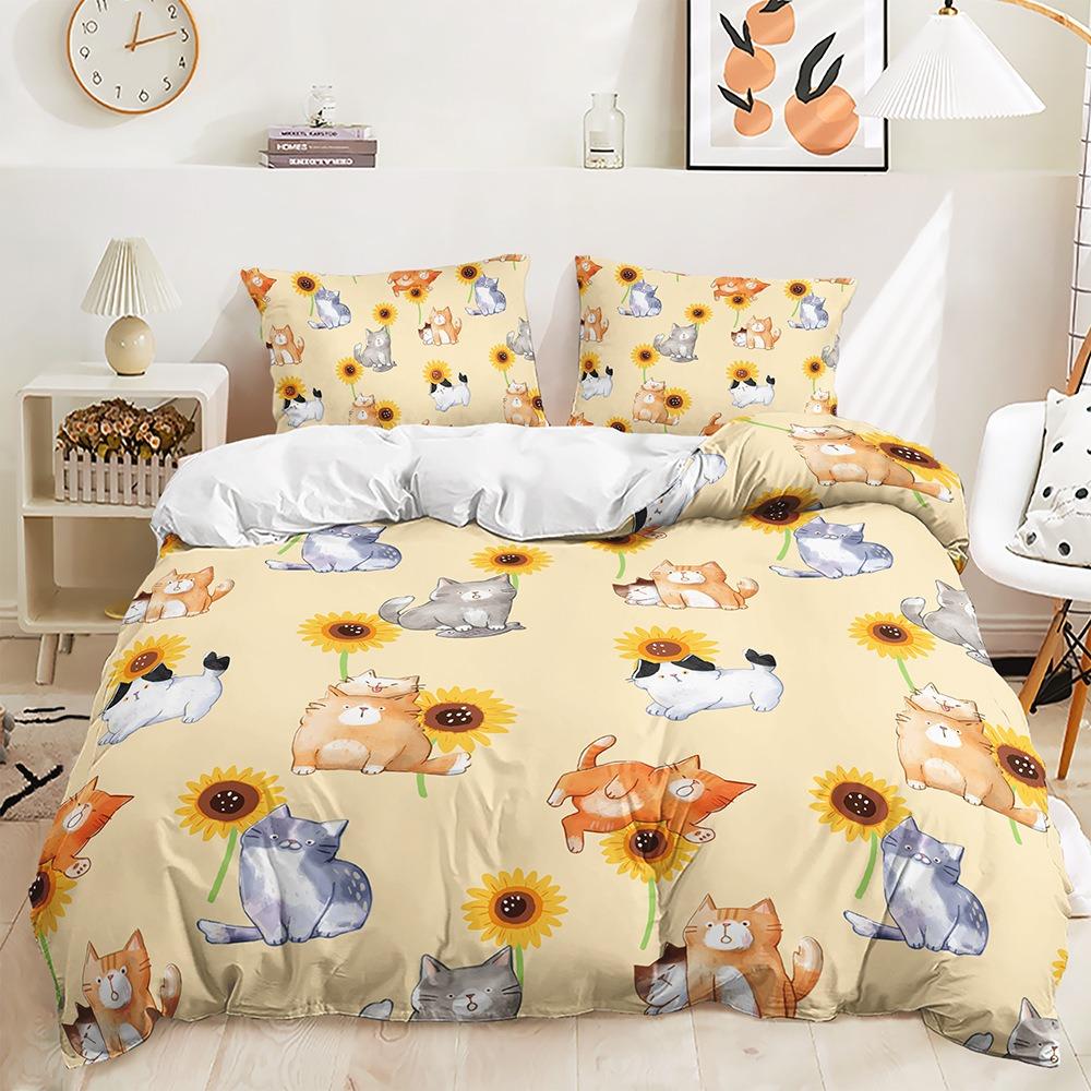 Cute Animal Bedding Set Cartoon Animal Home Textile Soft Quick Drying Duvet Cover Pillowcase 2/3pcs Kid Baby Cover Gift
