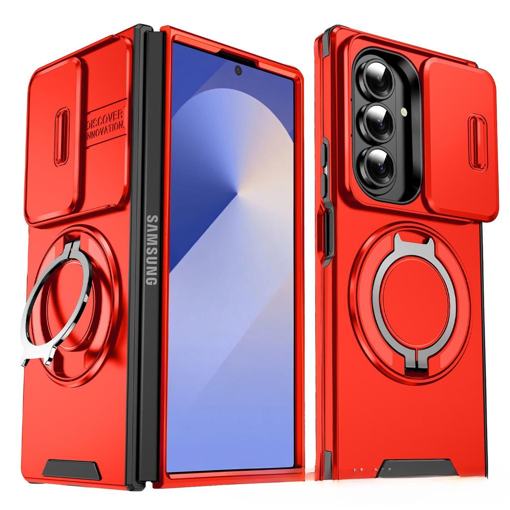 Чехол для складного мобильного телефона Samsung Z Fold7, самоклеящийся, с выдвижным окошком для пассажира, вращающимся кронштейном, откидной, магнитный защитный чехол для автомобиля Flip7