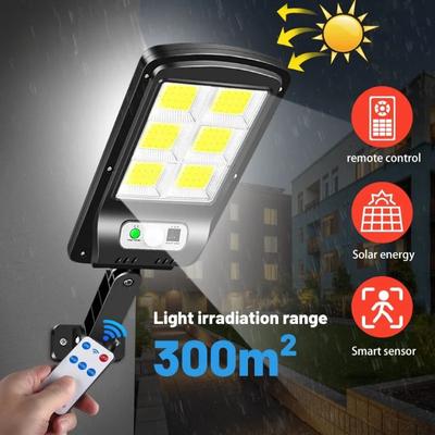 Светодиодные настенные светильники 3000LM с интеллектуальными датчиками, садовые и уличные фонари с солнечной зарядкой, 3 режима, дистанционное управление, IP67