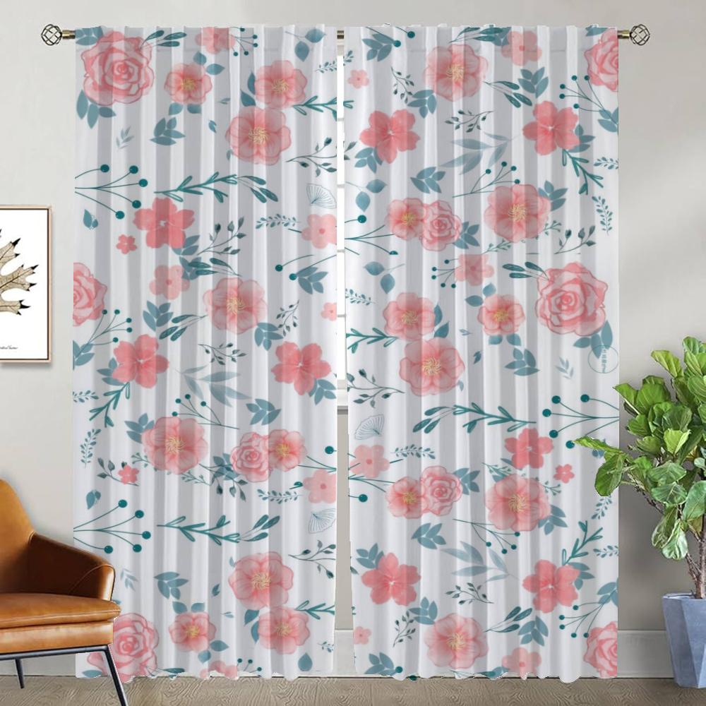 Украшения на Хэллоуин Цветочные кухонные шторы для гостиной Шторы Тюль для спальни Противомоскитные шторы 2 шт. Разделение