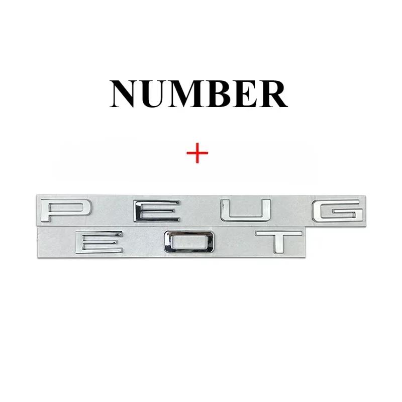Metal Car Tail Trunk Letter Badge Sticker Auto Side Letter Emblem Sticker for Peugeot 208 308 508 2008 3008 5008 Accessories