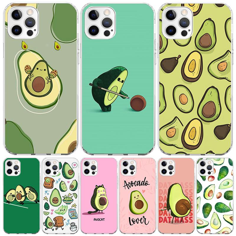 Cartoon Fruit Avocado Case Phone Cover for Apple iphone 16 15 14 13 12 Mini 11 Pro Max 16E X XS XR 7 Plus 8 + SE 2020 Trend Fund