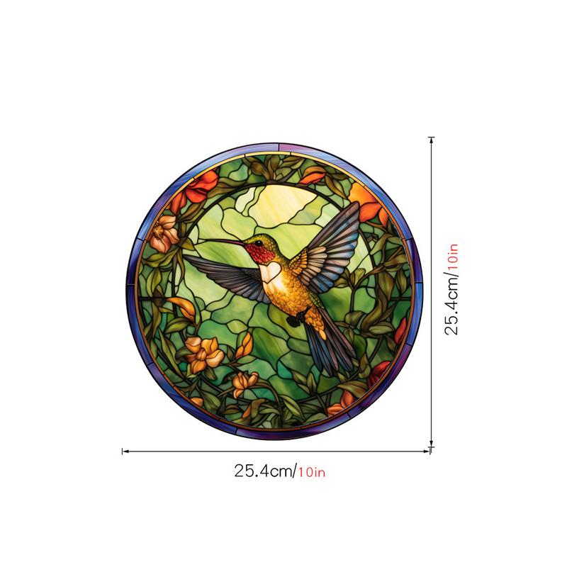 Retro Stained Hummingbird Butterfly Flower Film Window Glass Electrostatic Stickers Colorful