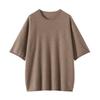 Roll-Edge Round Neck 100% Cashmere Women's Loose Knit Five-Sleeve Top - Autumn/Winter Collection