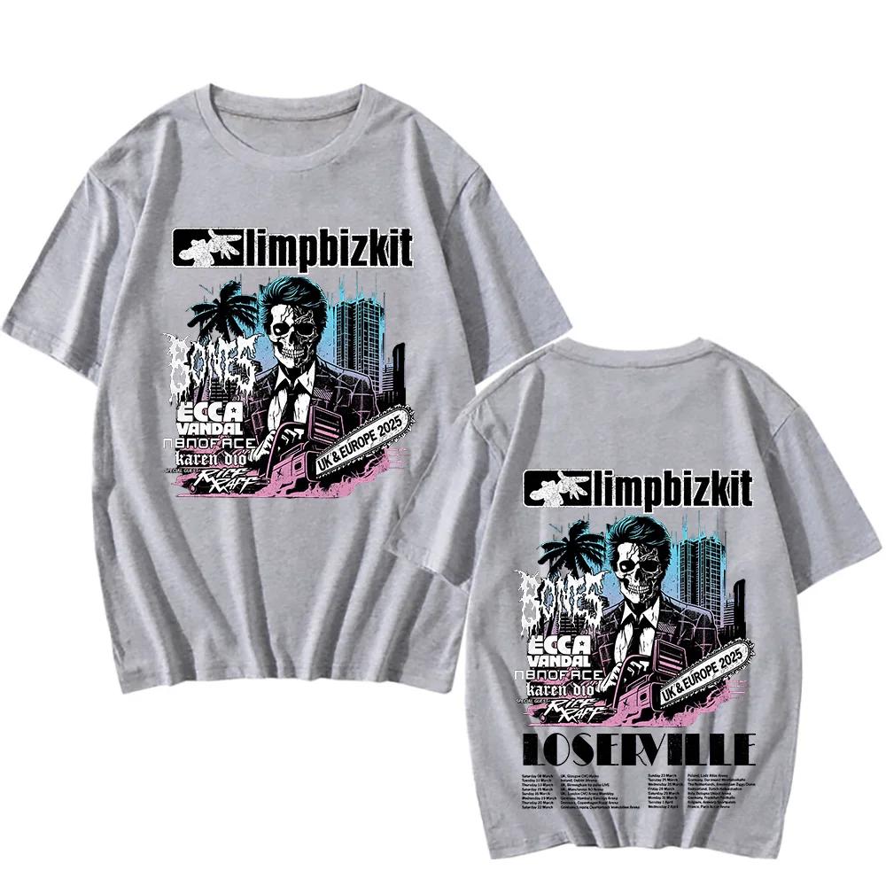 Футболка Limp Bizkit UK and Europe Tour 2025 в стиле рэп-рок, винтажные хлопковые футболки, новые футболки унисекс с круглым вырезом