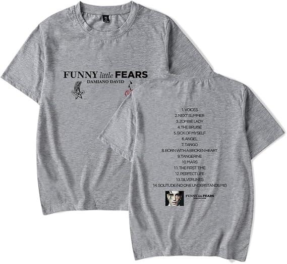 Футболка Дамиано Давида Смешная Мерч Альбома Little Fears Футболка Унисекс Повседневные Топы с Коротким Рукавом