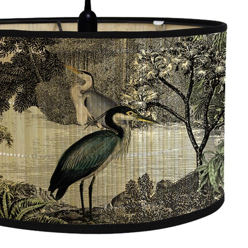 Bamboo Drum Lampshade for E27 Light Fixture 11.8" Top X Bottom 8" High