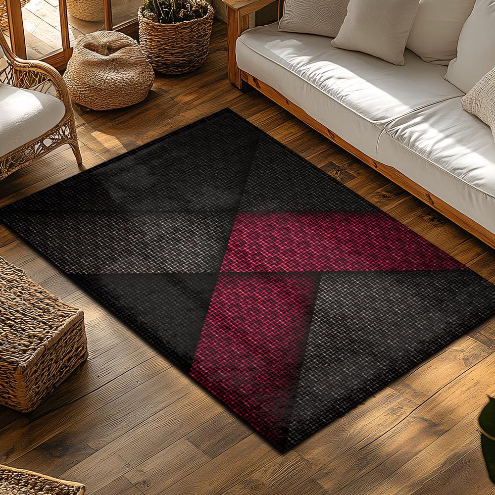 Красно-черный геометрический ковер, Современный богемный ковер для гостиной, Мягкий нескользящий коврик под диван с узором в племенном стиле