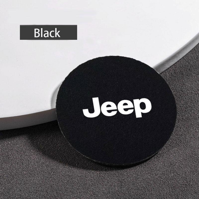 DCPECK1 Car Felt Coaster Thermal Insulation Pad Water Cup Pad For Jeep Grand Cherokee Wrangler JK Gladiator Compass Renegade Patriot