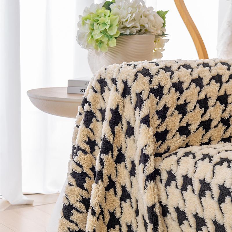 Ткань для чехла на диван с рисунком «гусиные лапки», полное покрытие, полотенце для дивана, новое одеяло для дивана, утолщенное плюшевое покрывало для дивана, полотенце