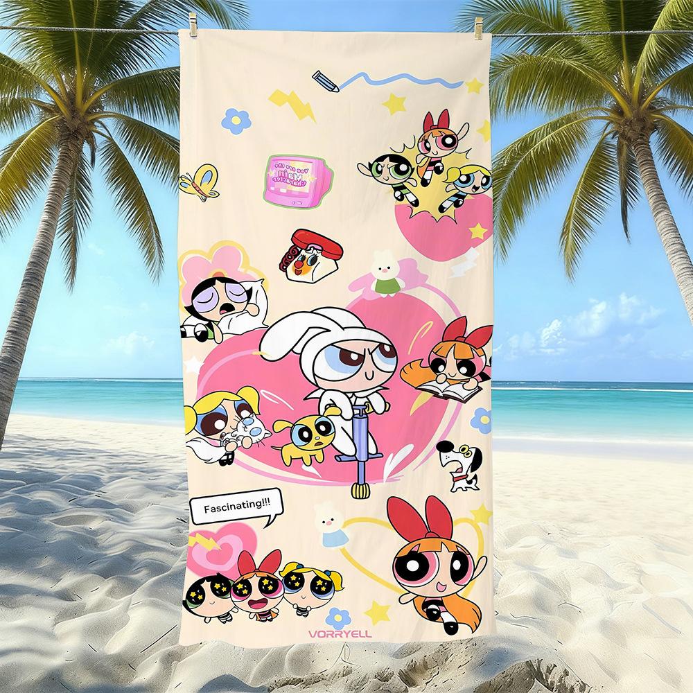 Cartoon Flying Little Policewoman Microfiber Beach Towel Quick-Drying Water-Absorbing Children'S Swimming Bath Towel Travel Portable Large Ruler