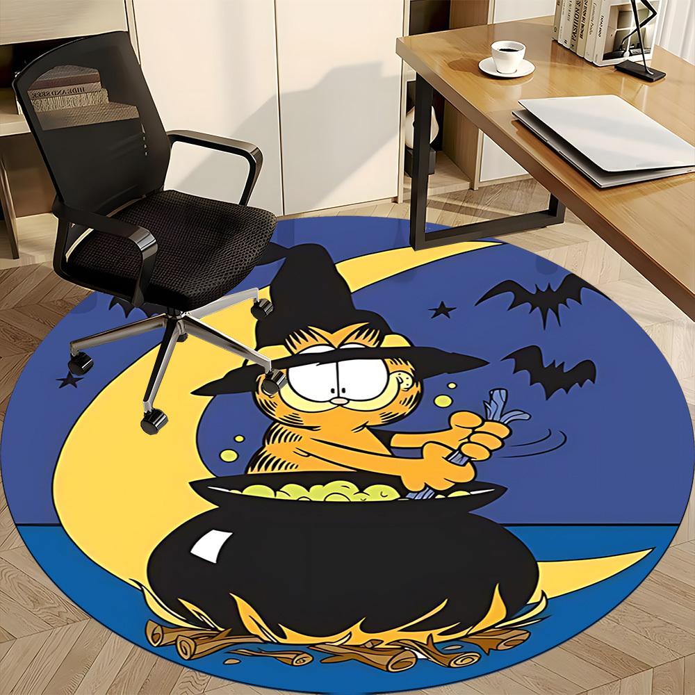 1pc Halloween Garfield Office Round Area Rug,Bedroom Living Room Home Decor, Room Deco a1016096