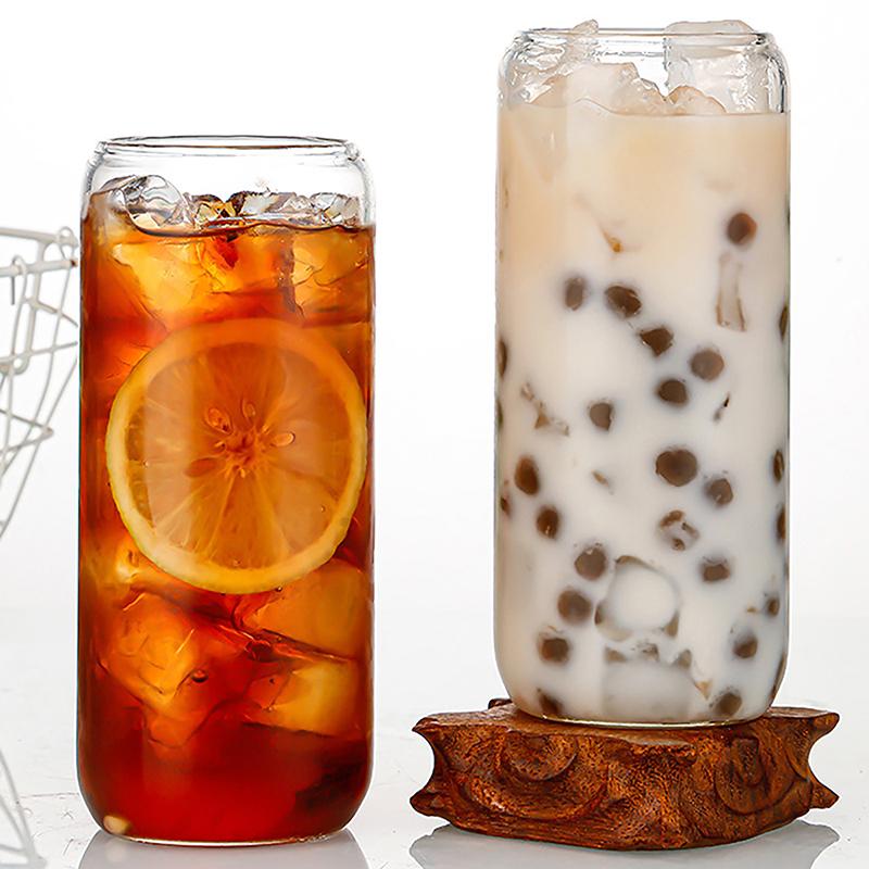 16 унций стеклянная чашка с крышкой и прозрачной трубочкой чашка для чая с пузырьками стеклянная пивная банка молочные чашки мокко набор кружка для завтрака посуда для питья