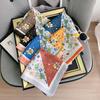 Spring and Summer New Floral Fashion Small Square Scarf Women's Scarf Decorative Imitation Silk Fresh Contrasting Satin Headband