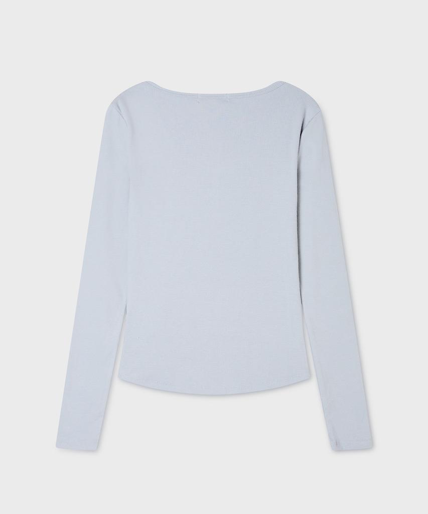 WHO.A.U Ribbed Henryneck Long Sleeve T-Shirt(F) / Whlag3812F