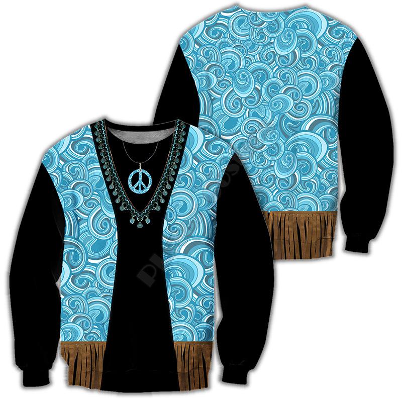 Свободный свитшот с круглым вырезом, креативный 3D-цифровой индийский принт, топ с длинными рукавами