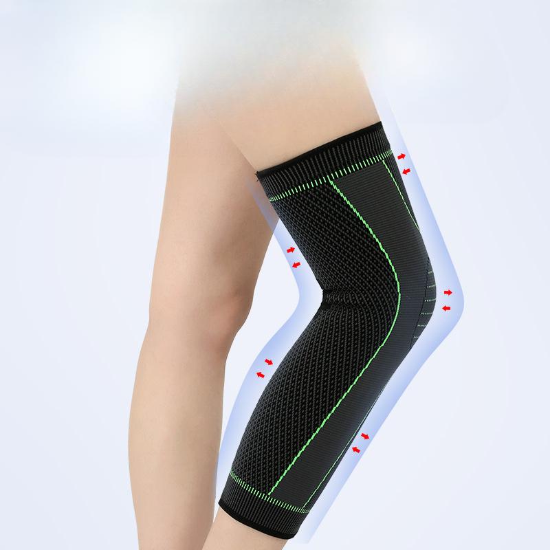 Удлиненные спортивные наколенники, трикотажные силиконовые наколенники с двойным гофрированием, волейбольные наколенники с давлением на икры и защитные приспособления для ног.