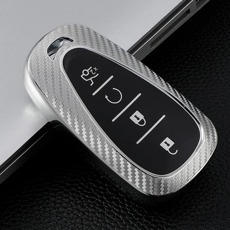 AABHN1 Carbon Fiber Car Smart Key Cover Case for Chevrolet Cruze Camaro Malibu Equinox 2016 2017 2018 2019 Key Chain