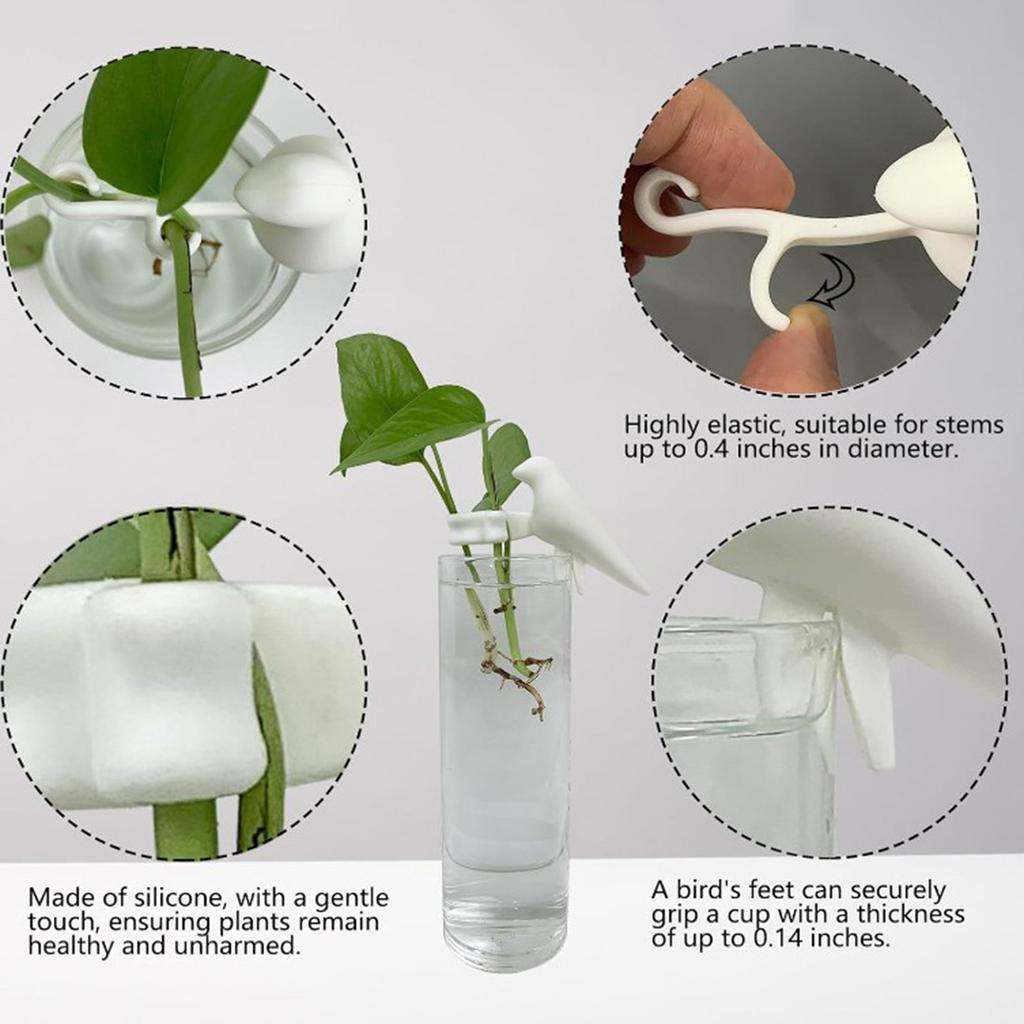 Bird Shape Plant Stem Support Holder 11.6x8x4cm Hydroponic Propagation Station for Vining Plants African Violets Bamboo Rose