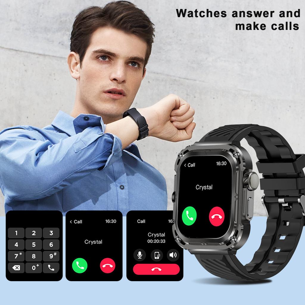 2,04-дюймовые умные часы, мониторинг сна, управление музыкой, спортивный режим, компас, для Android IOS