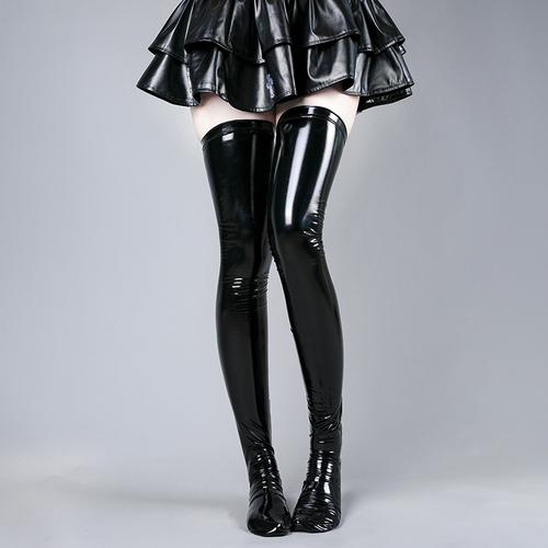 Модные сексуальные чулки в стиле аниме Queen для косплея в стиле Лолиты, женские черные носки из лакированной кожи, японские гольфы до бедра, подарок