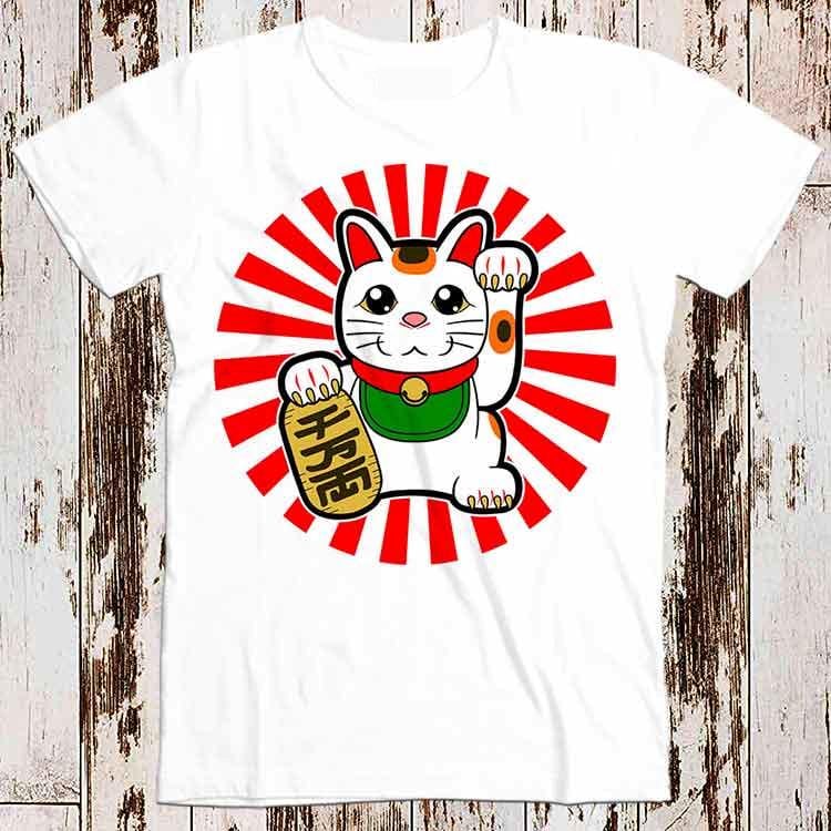 Maneki-Neko Japanese Lucky Cat Chinese Super Cool Best Gift Top Tee T Shirt 8771