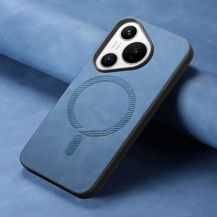 Для Pura 70 Ultra 70pro Plus Роскошный деловой кожаный чехол для беспроводной зарядки Magsafe Magnetic Huawei Pura 70 Pro+ Защитный бампер