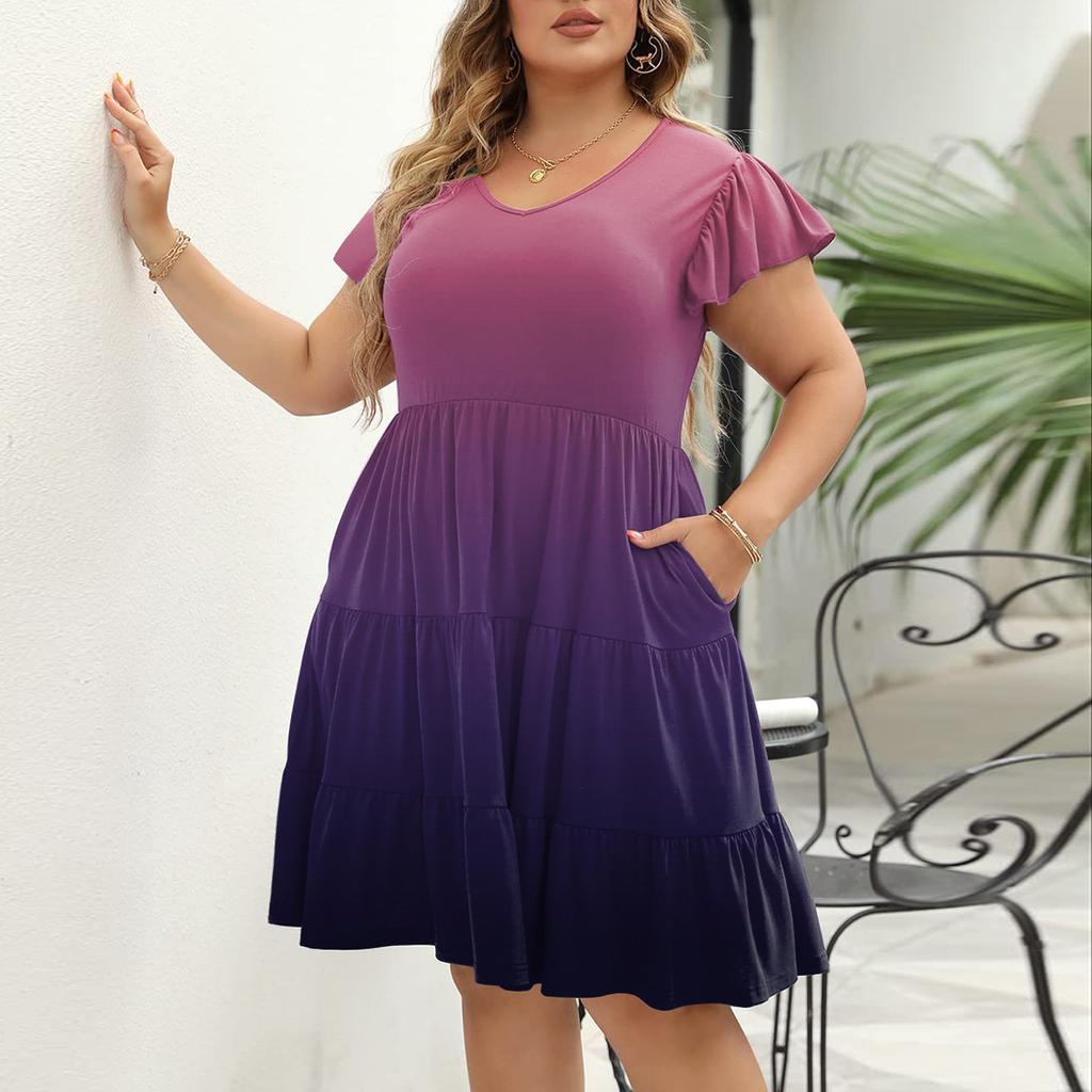 Женское платье больших размеров с v-образным вырезом и модным принтом, свободное удобное платье с большим подолом