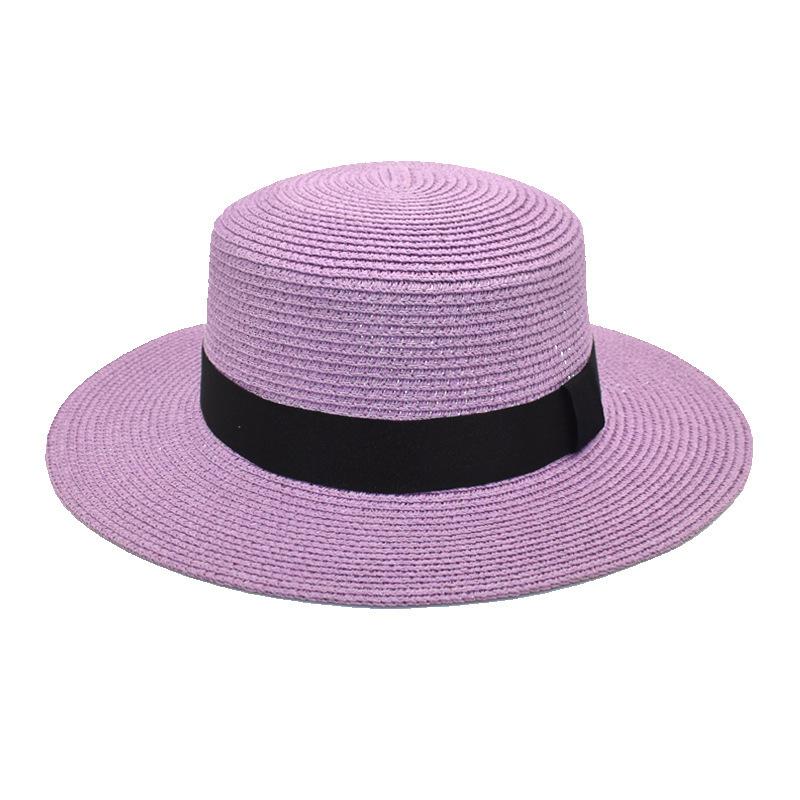 Summer sun protection beach flat top straw hat straw shading hat beach big eaves hat