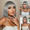 Synthetic Gray Wigs for Women Short Bob Wigs with Bangs Natural Looking Fake Hair Heat Resistant Wig Cosplay Party Daily Use