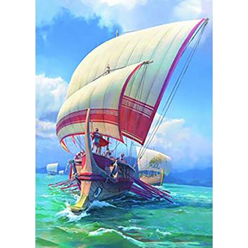 New 5D DIY Diamond Painting Sea View Diamond Embroidery Sailboat Cross Stitch Full Round Drill Home Decor Manual Art Gift