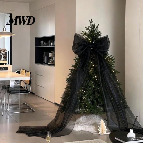 Big Fabric Bows for Birthday Events 79x20 Inch Giant Bow Christmas Tree Topper, Oversized Tulle Romantic Lawn Weddings Ornament with Long Streamer