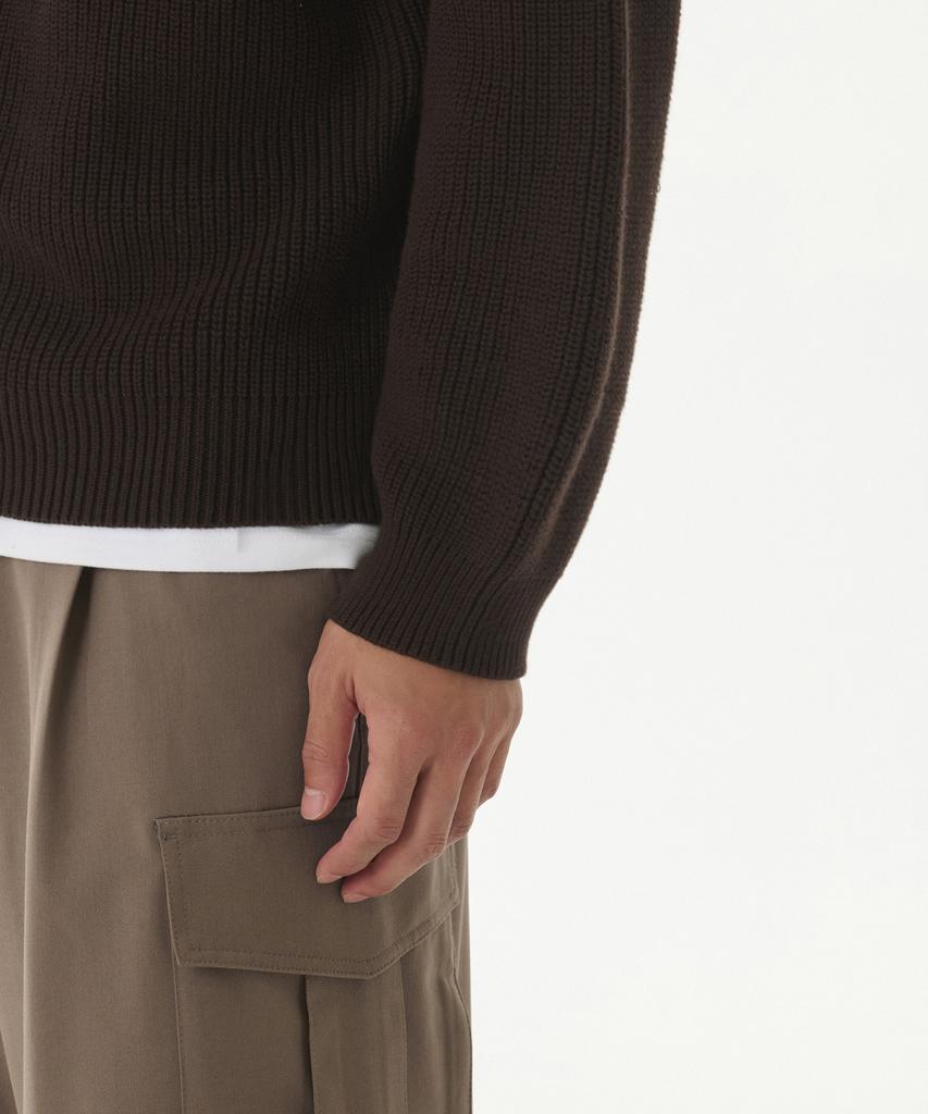 MUSINSA STANDARD Cotton Ribbed Crew Neck Knit [Brown]