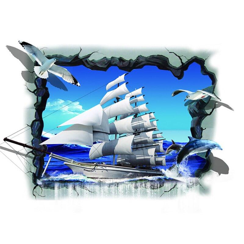 DIY 5D алмазная живопись Парусник Алмазная вышивка вид на море вышивка крестиком полная круглая дрель домашний декор ручной художественный подарок