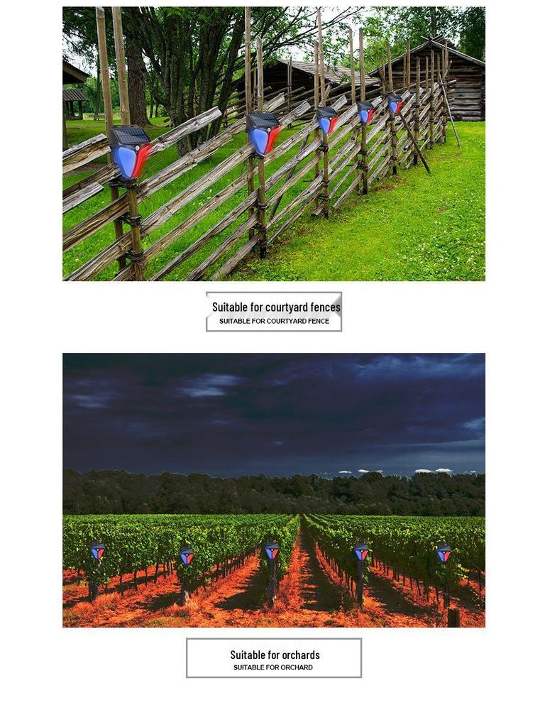 Красный и синий мигающий сигнальный фонарь на солнечной батарее с датчиком движения