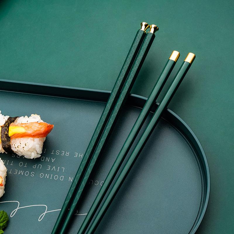 5 пар зеленого золота, японские китайские палочки для еды, еда, палочки для суши, многоразовый сплав, корейский набор палочек для еды, здоровая кухонная посуда