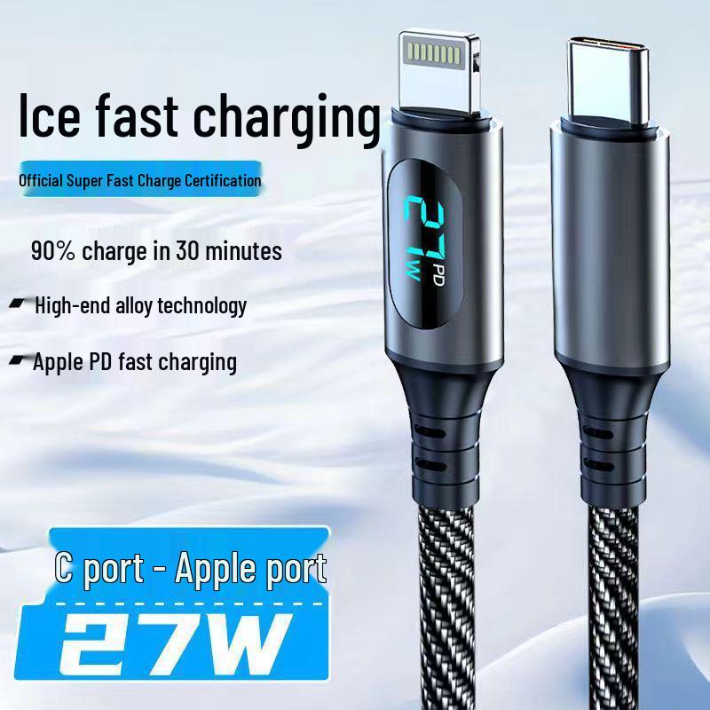 Сверхбыстрый 3-в-1 кабель 120 Вт с цифровым дисплеем для Apple, Huawei, OPPO