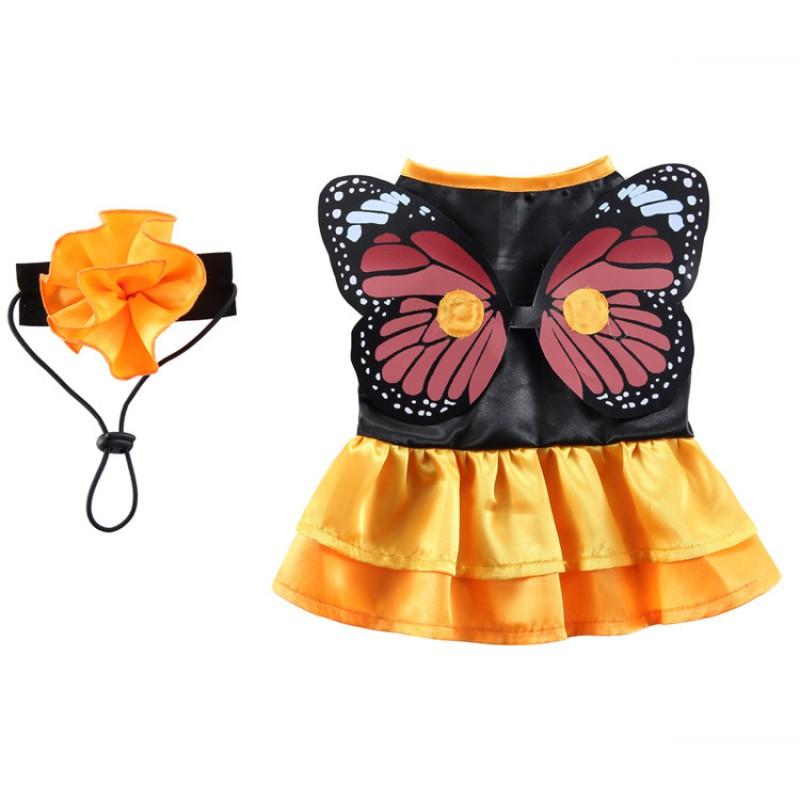 Pet Costume Outfit With Butterfly Wings Dogs Cats Funny Dress Up Party Wear Two-Legged Clothing